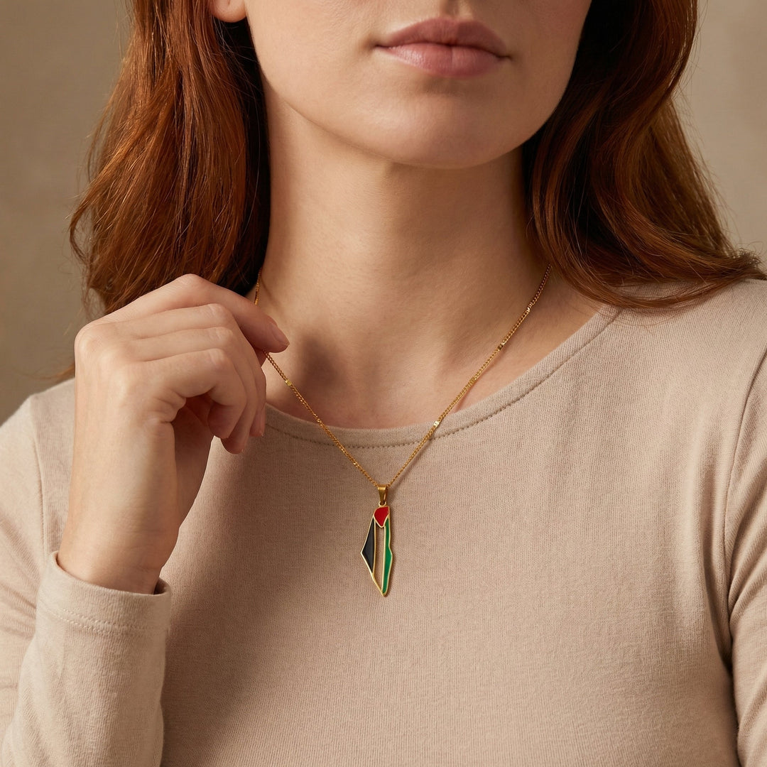 Collier de carte de la fierté palestinienne Qamar